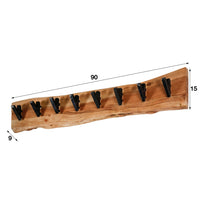 Garderobe Edge 8 Haken Baumstammplatte / Massiv Akazie