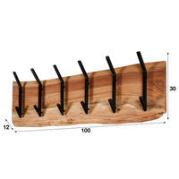 EDGE Wandgarderobe Garderobe 2x6 Haken 100cm / Massiv Akazie