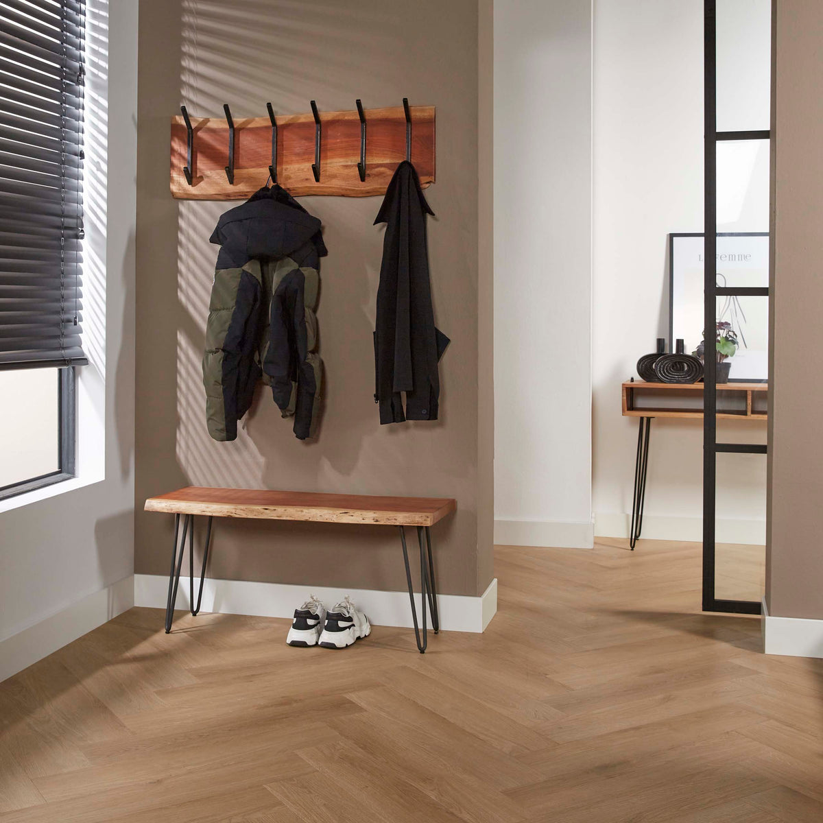EDGE Wandgarderobe Garderobe 2x6 Haken 100cm / Massiv Akazie