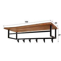 Garderobe Edge Kleiderstange und Hutablage 6 Haken / Massiv Akazie