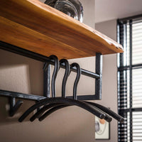 Garderobe Edge Kleiderstange und Hutablage 6 Haken / Massiv Akazie