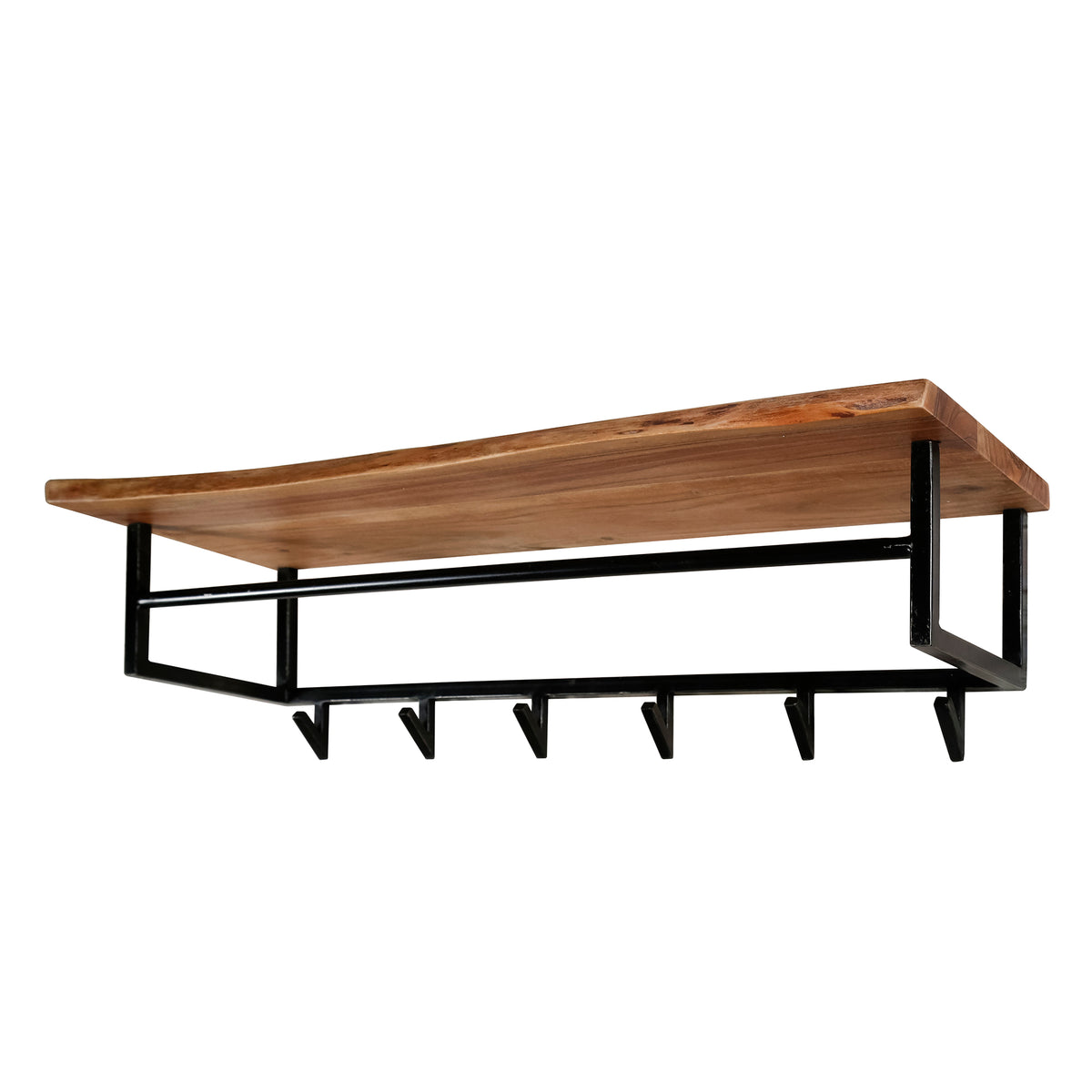 Garderobe Edge Kleiderstange und Hutablage 6 Haken / Massiv Akazie