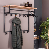 Garderobe Edge hoch Kleiderstange und Hutablage 12 Haken / Massiv Akazie