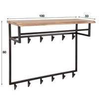 Garderobe Edge hoch Kleiderstange und Hutablage 12 Haken / Massiv Akazie