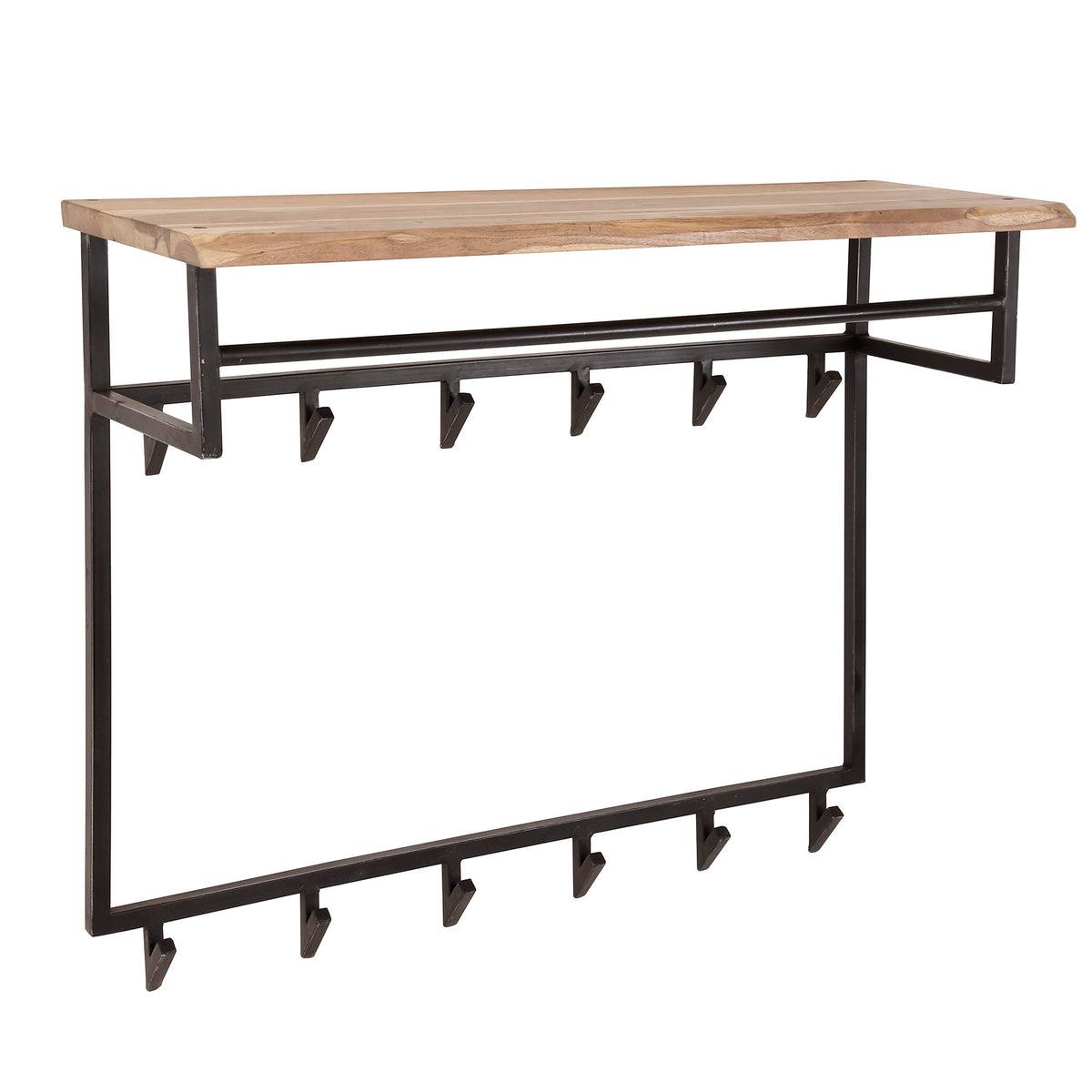 Garderobe Edge hoch Kleiderstange und Hutablage 12 Haken / Massiv Akazie