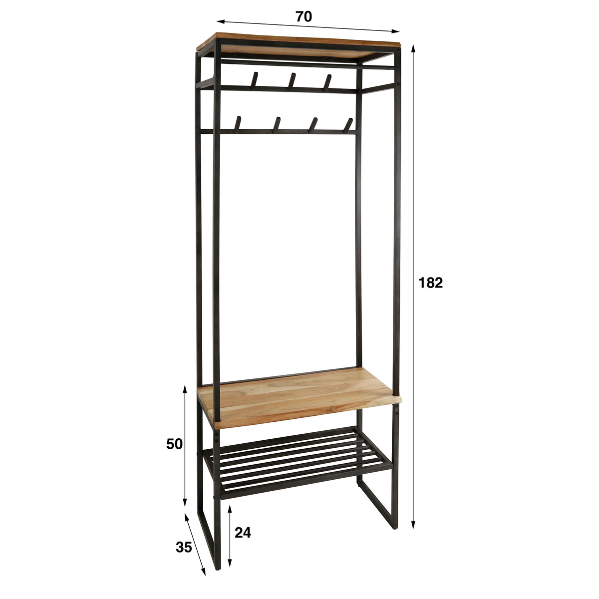 Garderobenmöbel Edge / Massiv Akazie