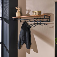 Garderobe Custom Kleiderstange und Hutablage 6 Haken / Massiv Akazie