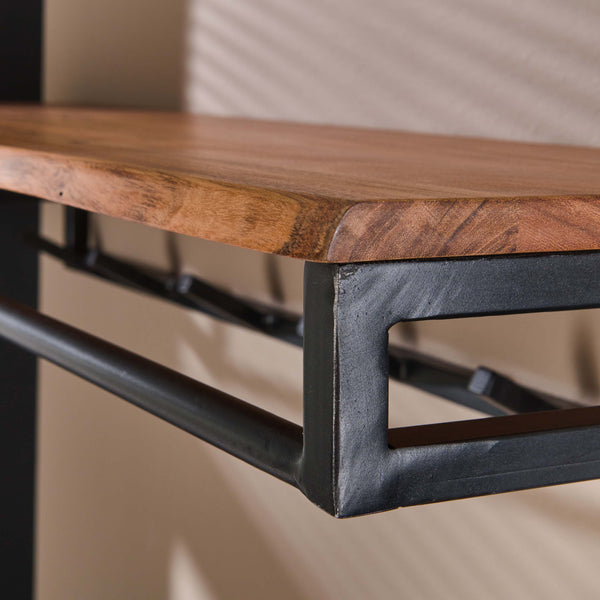 Garderobe Custom Kleiderstange und Hutablage 6 Haken / Massiv Akazie