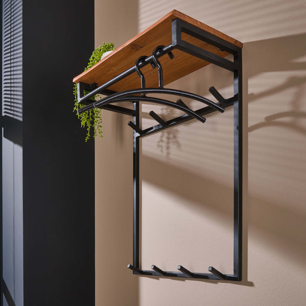 Garderobe Custom hoch Kleiderstange und Hutablage 2x4 Haken / Massiv Akazie