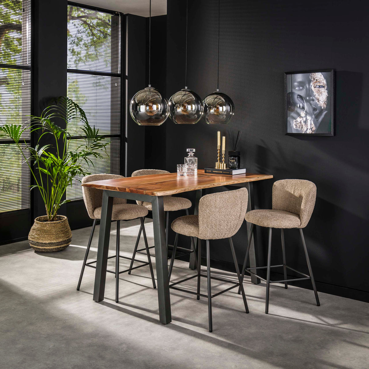 DURA STEEL Industrial console table 100cm black with two shelves