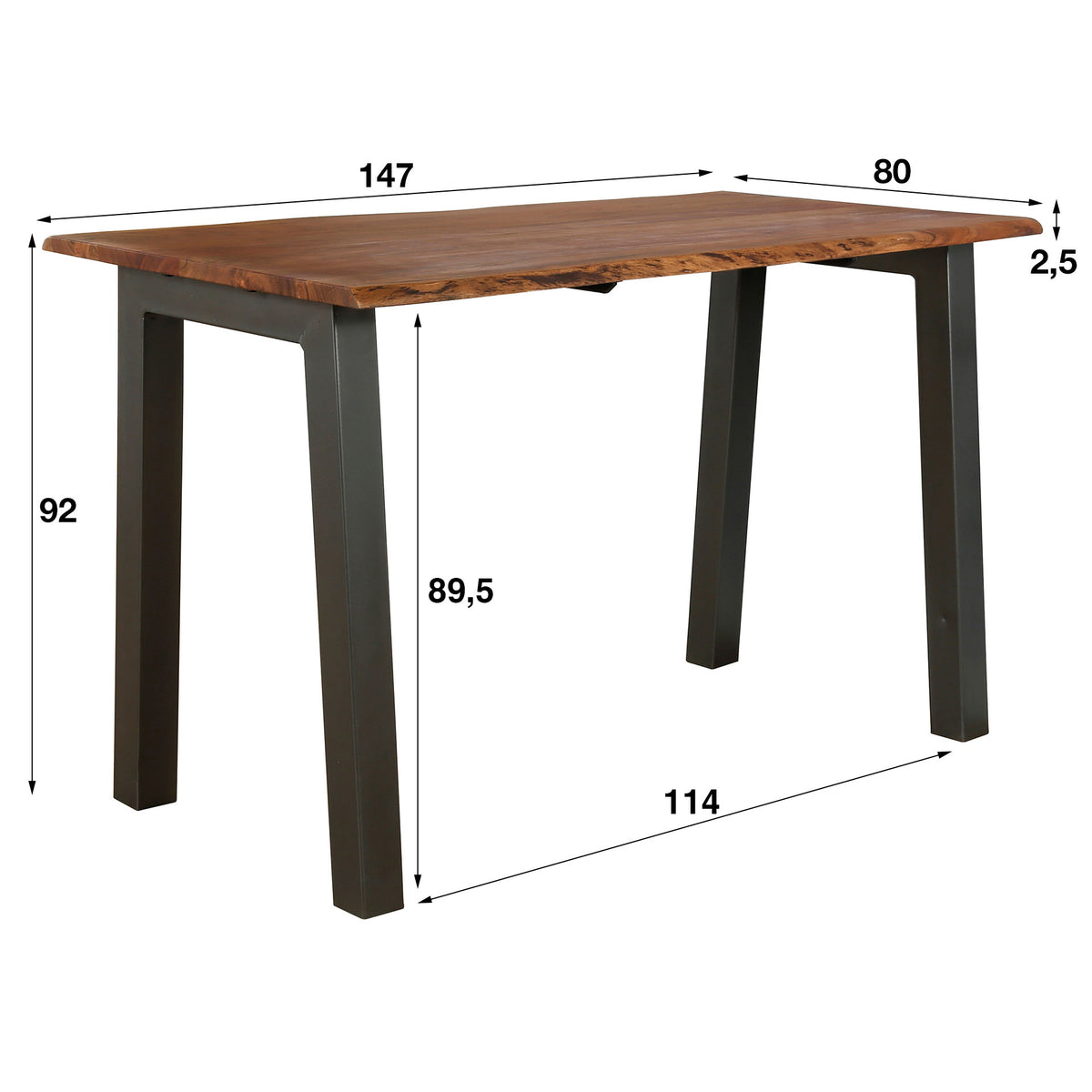 DURA STEEL Industrial console table 100cm black with two shelves