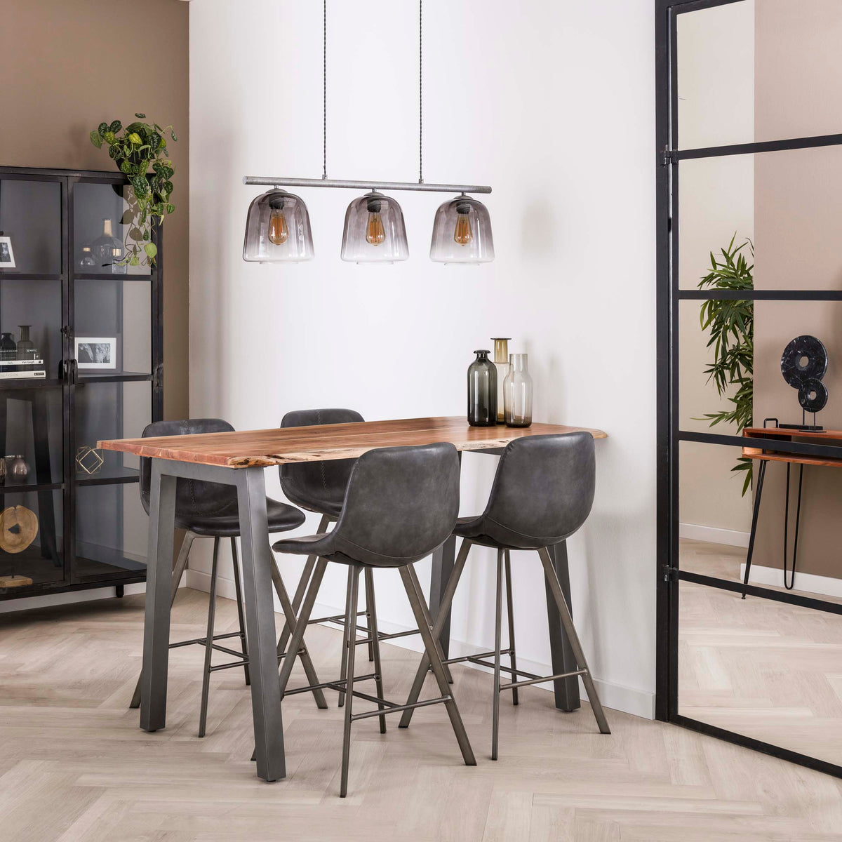 DURA STEEL Industrial console table 100cm black with two shelves