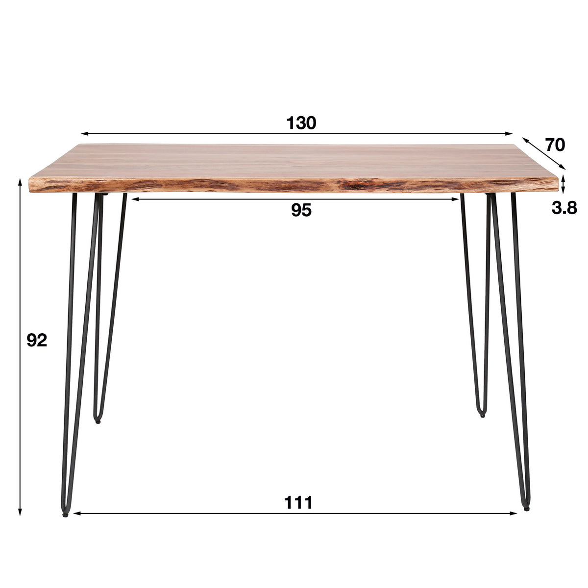 Bartisch Edge 130cm / Massiv Akazie