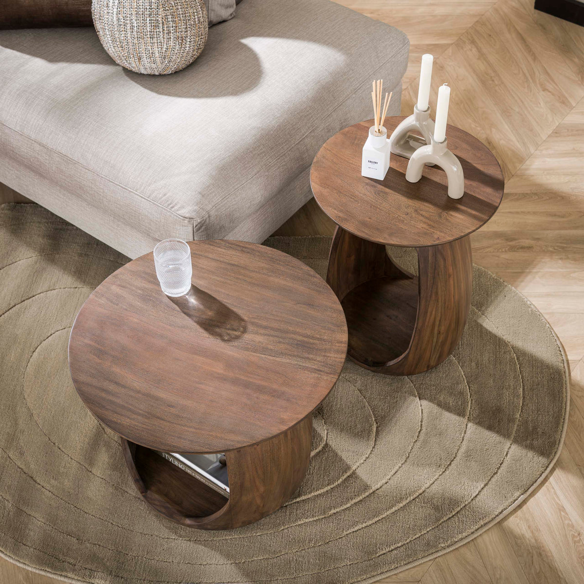 Beistelltisch Flow Solid S / Massiv Akazie glaze brown