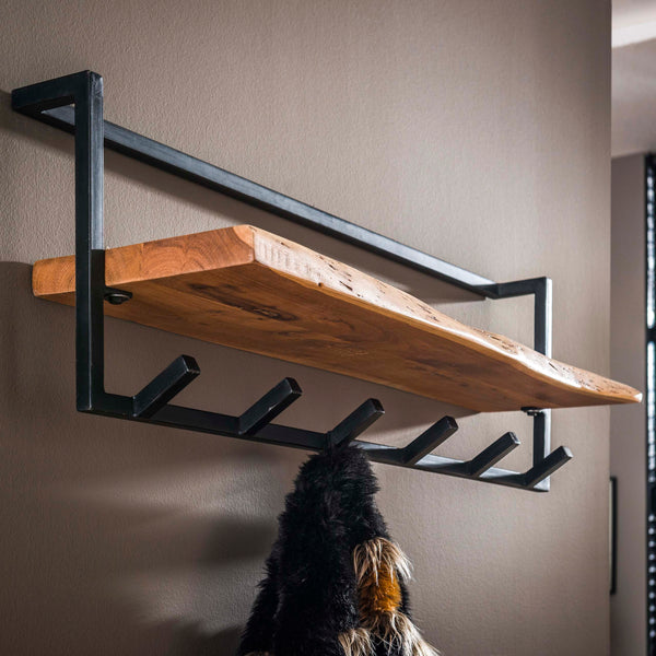 Garderobe Air Solid Hutablage 6 Haken / Massiv Akazie