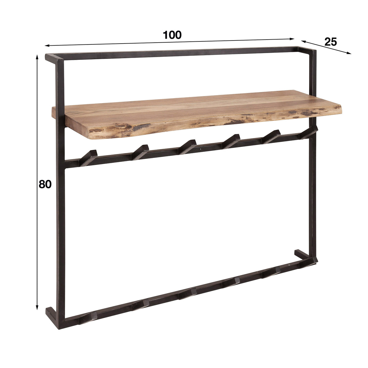 Garderobe Air Solid hoch Hutablage 2x6 Haken / Massiv Akazie