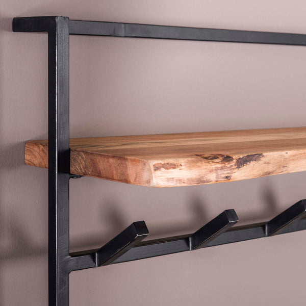Garderobe Air Solid hoch Hutablage 2x6 Haken / Massiv Akazie