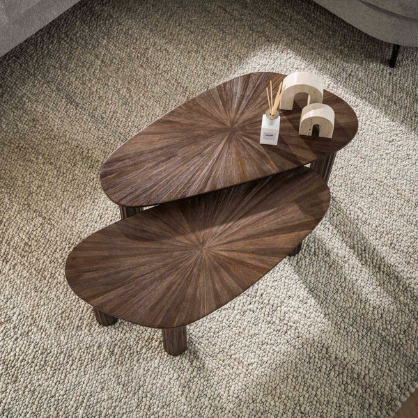 MAYA TEAK Couchtisch organisch Set aus 2 / Massiv Teak Espresso