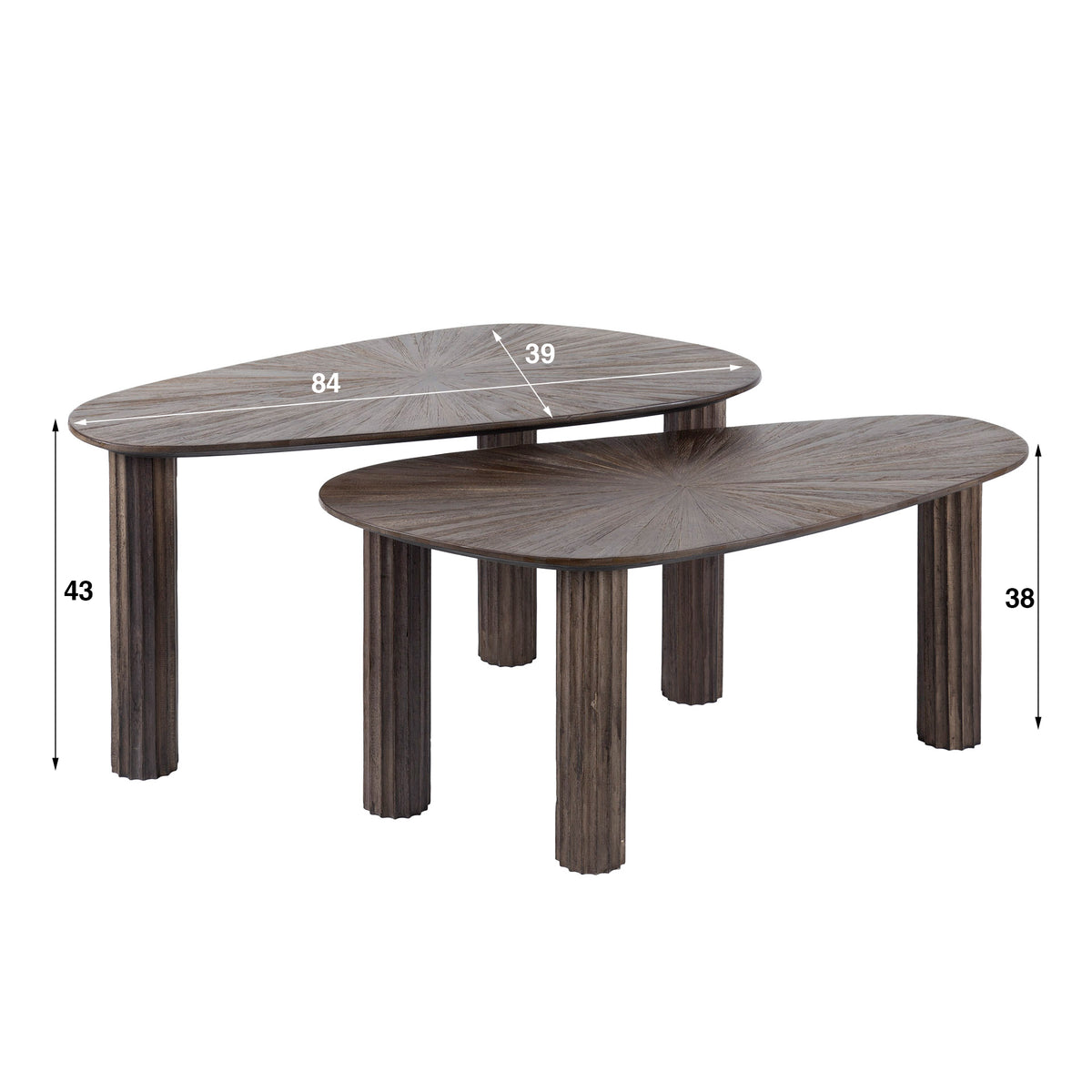 MAYA TEAK Couchtisch organisch Set aus 2 / Massiv Teak Espresso