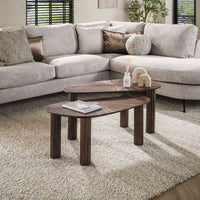 MAYA TEAK Couchtisch organisch Set aus 2 / Massiv Teak Espresso