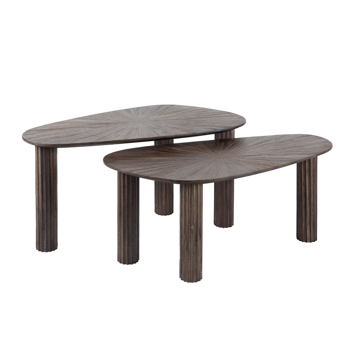 MAYA TEAK Couchtisch organisch Set aus 2 / Massiv Teak Espresso
