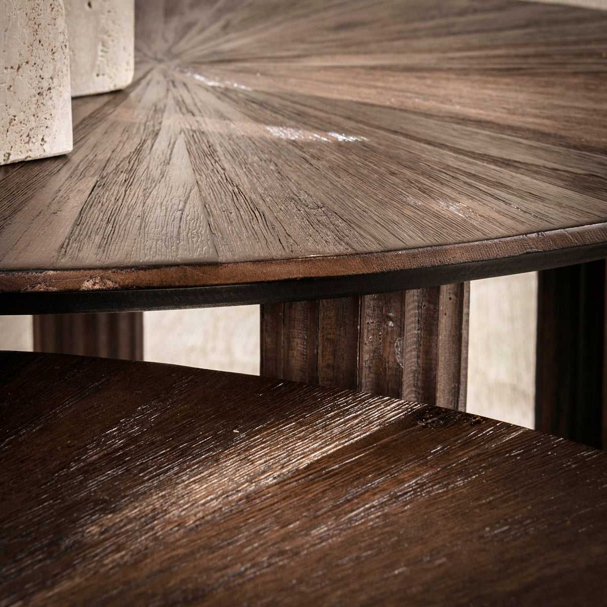 MAYA TEAK Couchtisch dreieckig Set aus 2 / Massiv Teak Espresso