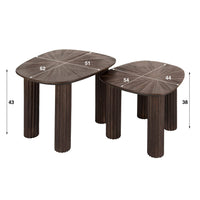 MAYA TEAK Couchtisch viereckig Set aus 2 / Massiv Teak Espresso