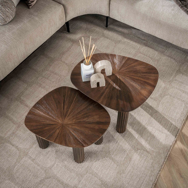 MAYA TEAK Couchtisch viereckig Set aus 2 / Massiv Teak Espresso