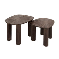 MAYA TEAK Couchtisch viereckig Set aus 2 / Massiv Teak Espresso