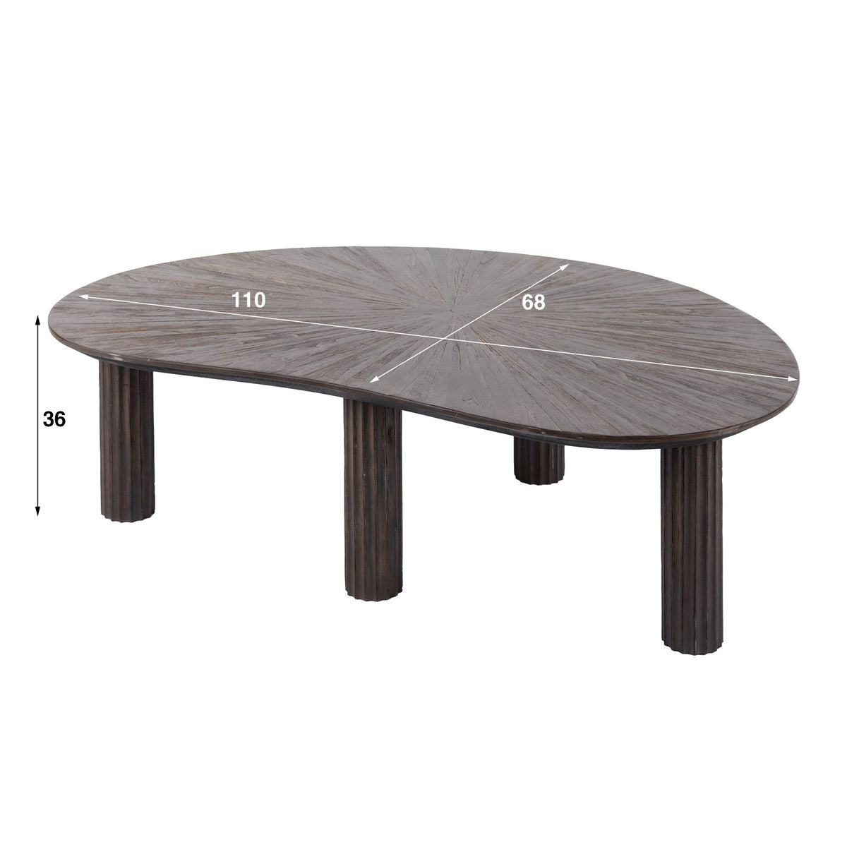 MAYA TEAK Couchtisch 110cm / Massiv Teak Espresso