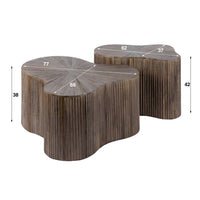 MAYA TEAK Couchtisch Shamrock Set aus 2 / Massiv Teak Espresso
