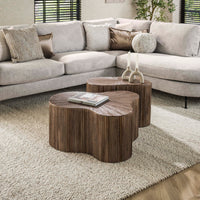 MAYA TEAK Couchtisch Shamrock Set aus 2 / Massiv Teak Espresso