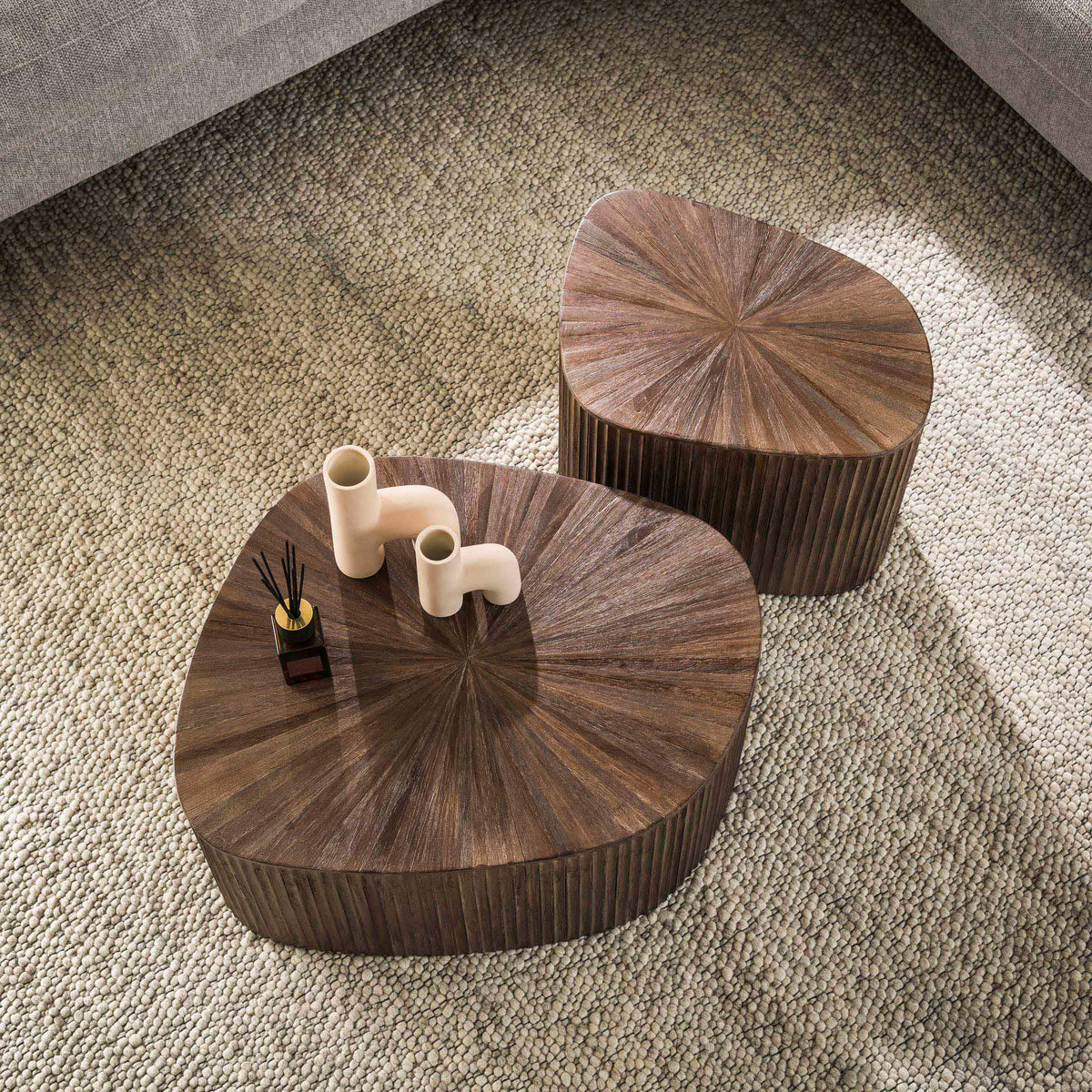 MAYA TEAK Couchtisch viereckig Set aus 2 / Massiv Teak Espresso