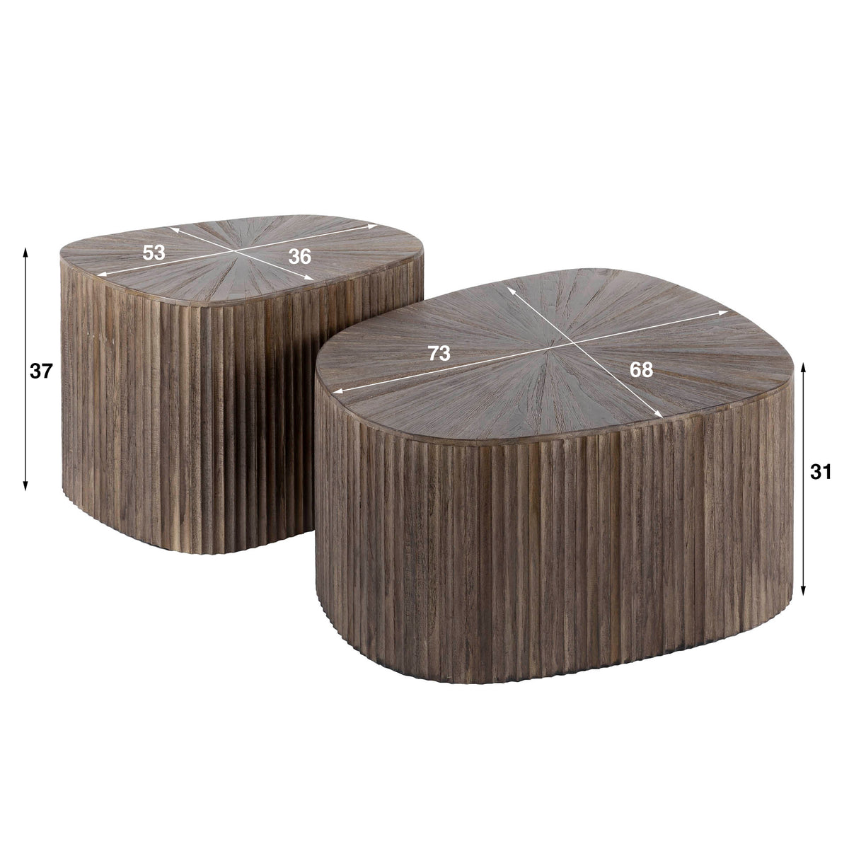 MAYA TEAK Couchtisch viereckig Set aus 2 / Massiv Teak Espresso