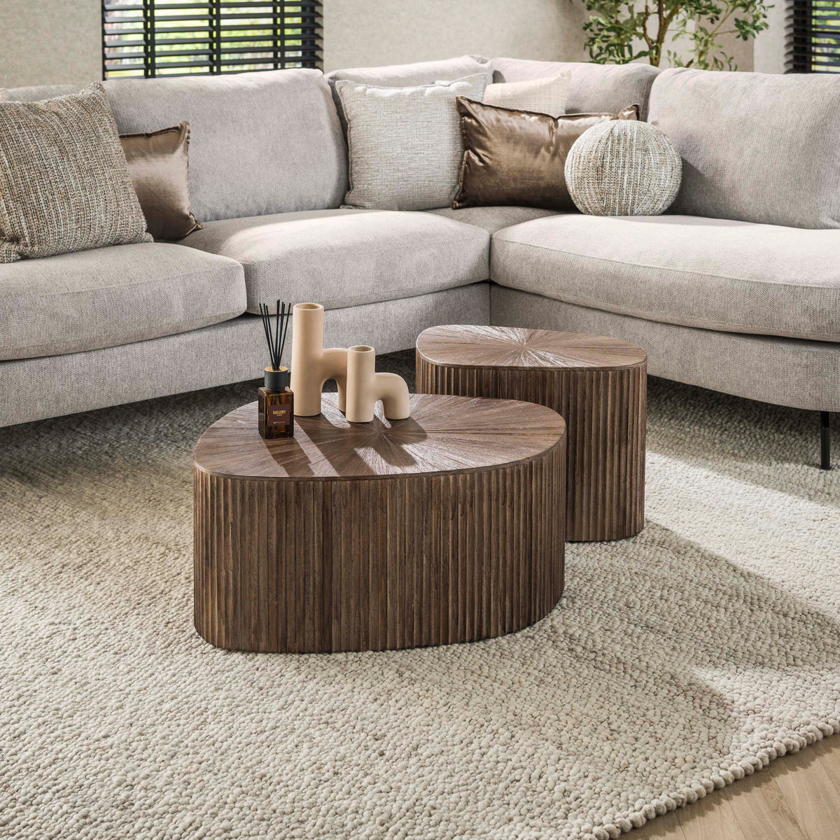 MAYA TEAK Couchtisch viereckig Set aus 2 / Massiv Teak Espresso