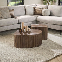 MAYA TEAK Couchtisch viereckig Set aus 2 / Massiv Teak Espresso