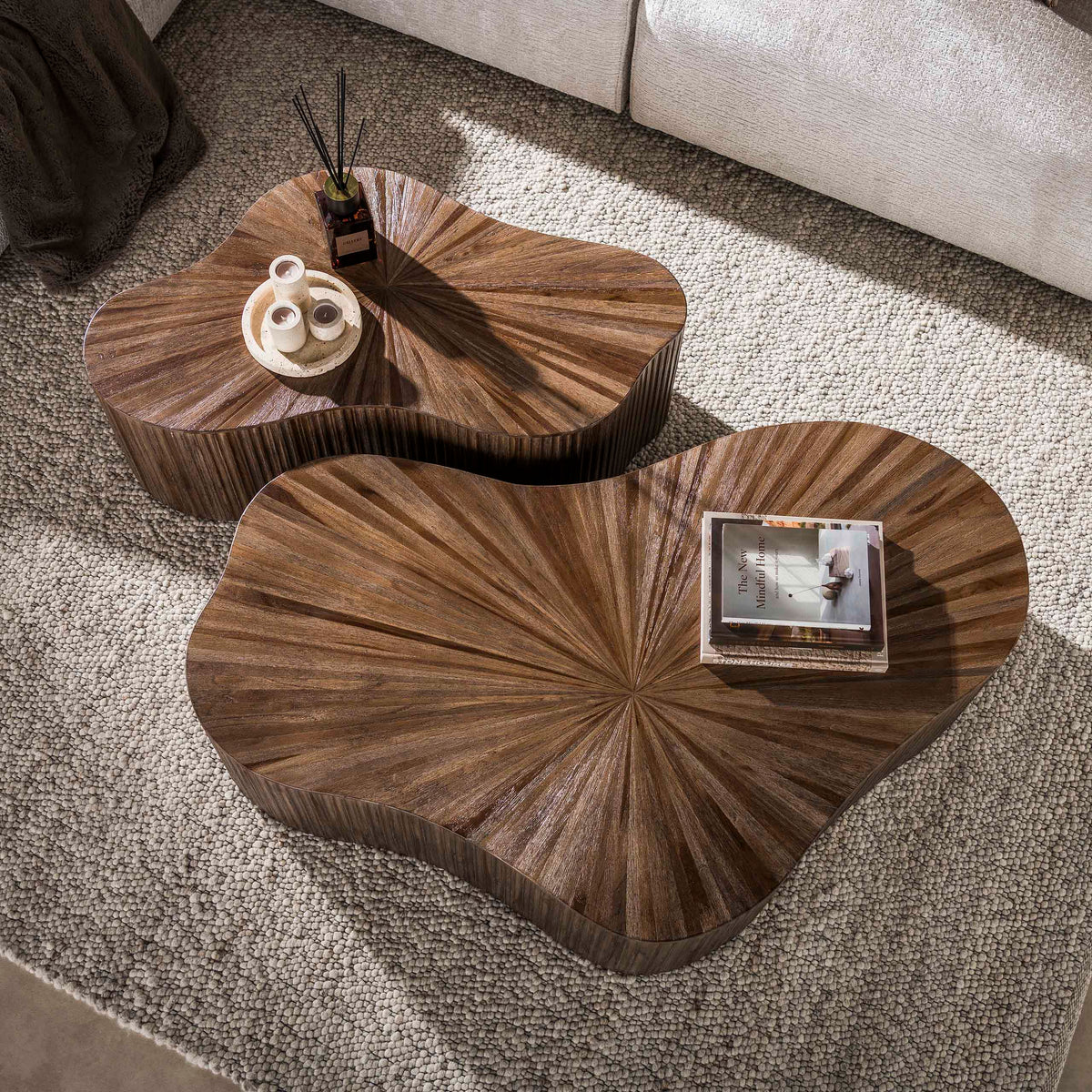 MAYA TEAK Couchtisch XL shamrock Set aus 2 / Massiv Teak Espresso – Sitheim