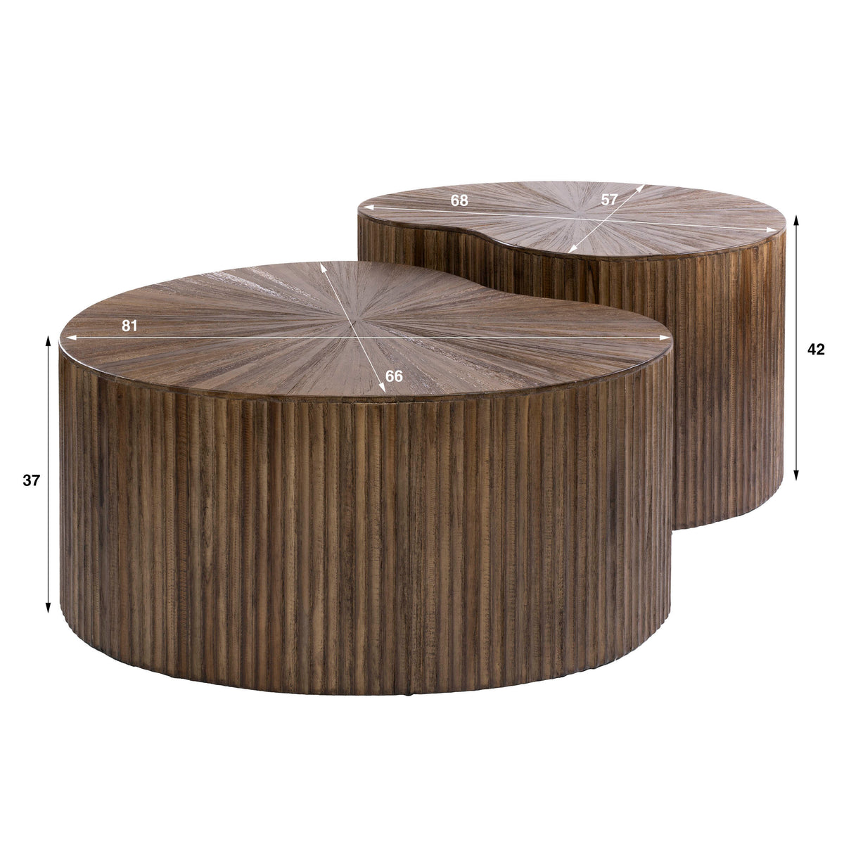 Couchtisch Maya Teak Set aus 2 / Massiv Teak Espresso