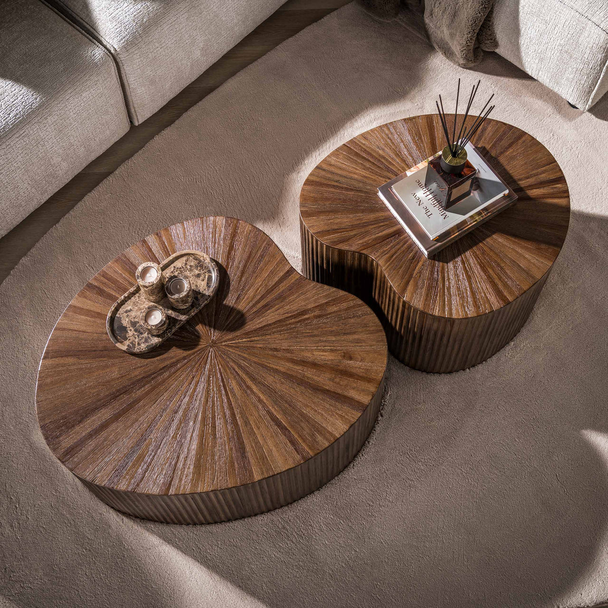 Couchtisch Maya Teak Set aus 2 / Massiv Teak Espresso