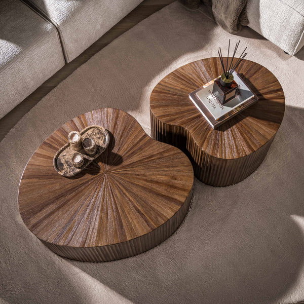 Couchtisch Maya Teak Set aus 2 / Massiv Teak Espresso