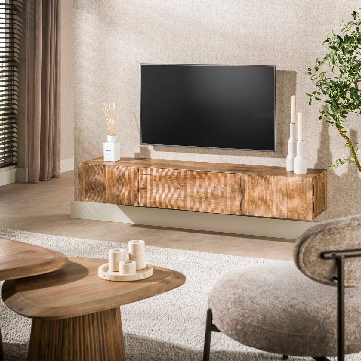 WAVE Design TV Board 160cm black mango solid wood