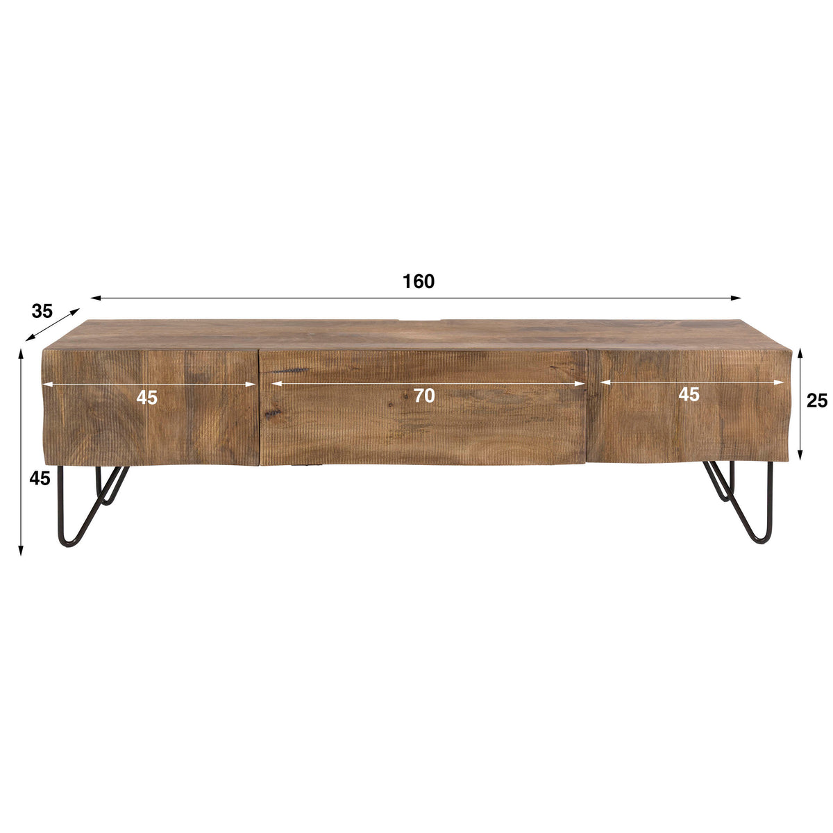 WAVE Design TV Board 160cm black mango solid wood