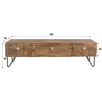 WAVE Design TV Board 160cm black mango solid wood