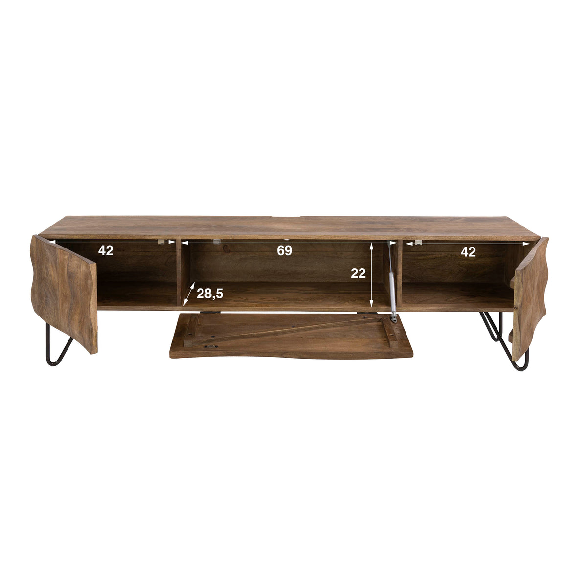 WAVE Design TV Board 160cm black mango solid wood