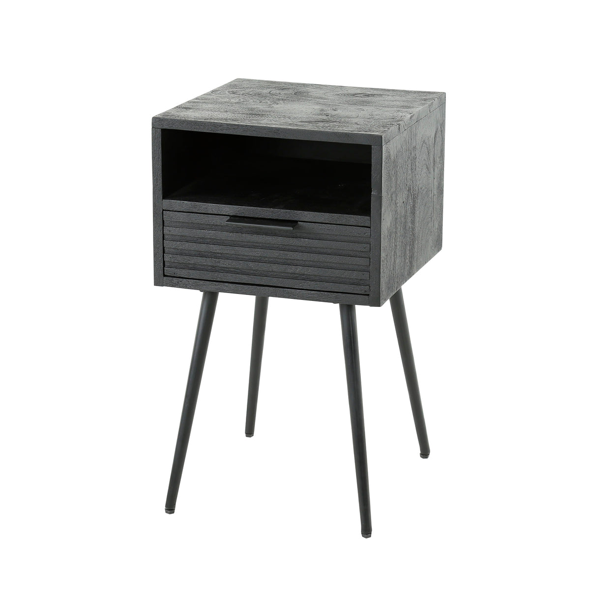 Nachttisch Marina 1 Schublade / Massiv Mango schwarz