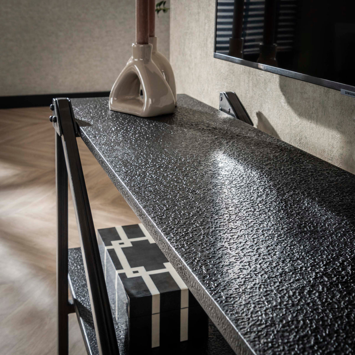 WAVE Design TV Board 160cm black mango solid wood