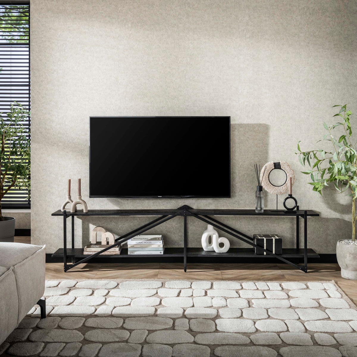 WAVE Design TV Board 160cm black mango solid wood
