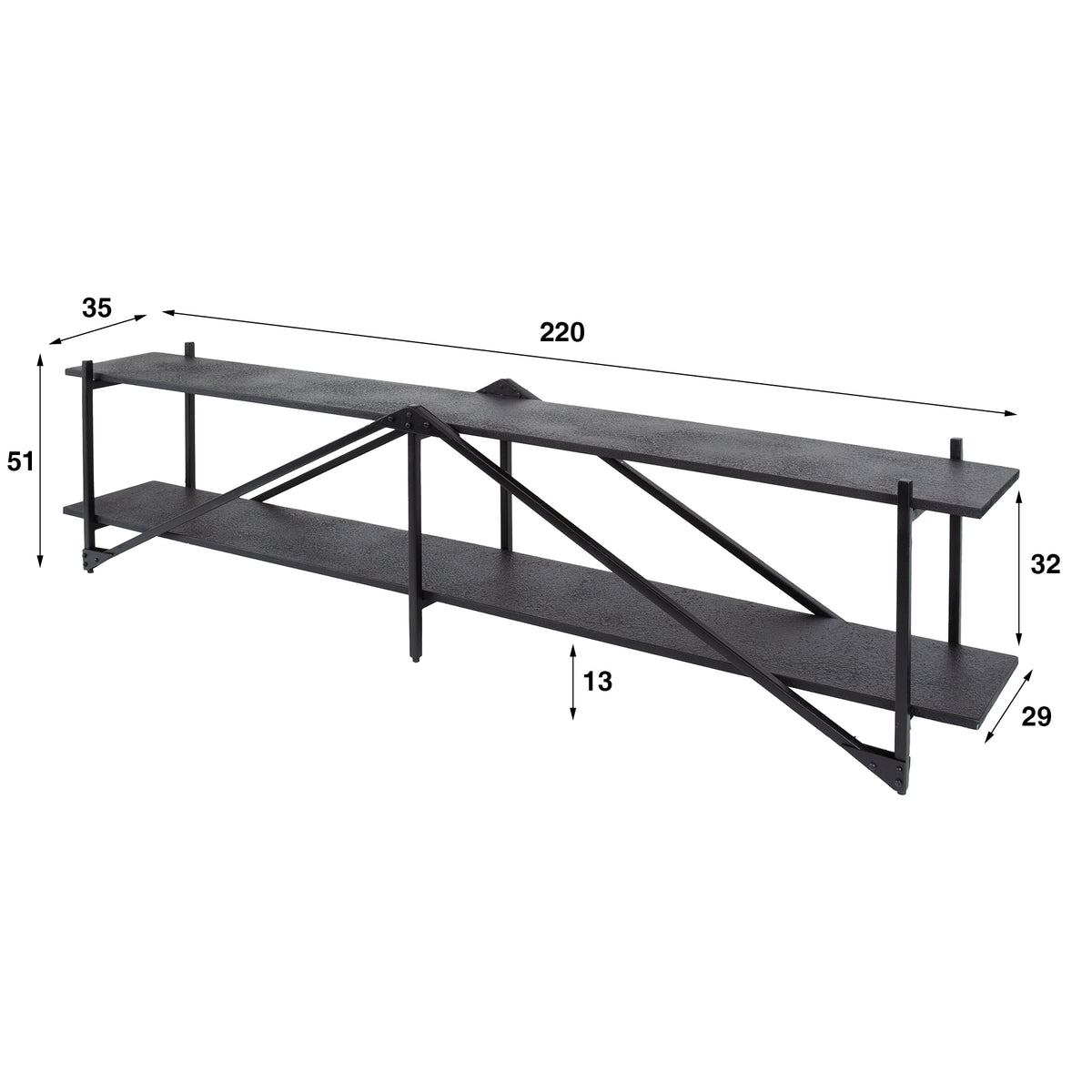 WAVE Design TV Board 160cm black mango solid wood