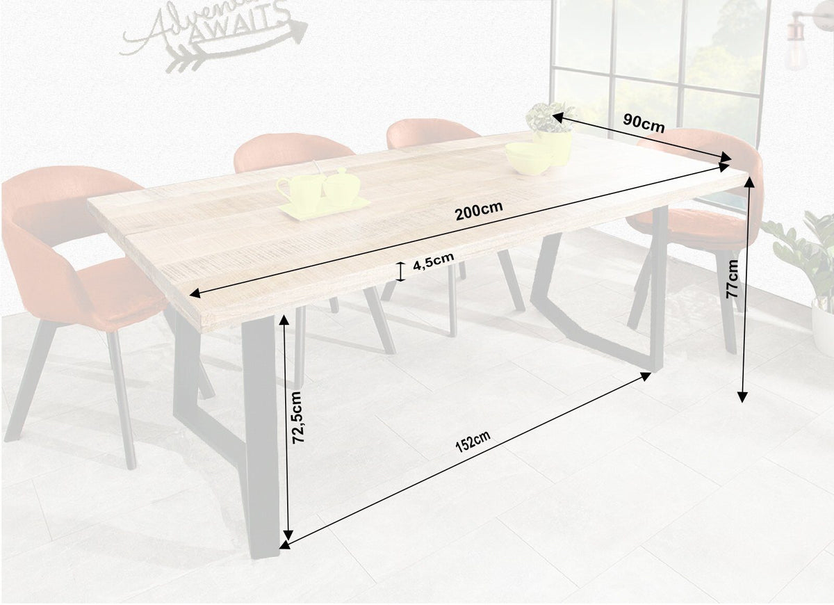 Esstisch Woodridge Design Esstisch 200 cm Mangoholz Natur