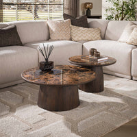 Couchtisch Empera rund Set aus 2 / Keramik dark emperador